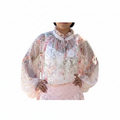 Women's Floral Ruffle Neck Sheer Blouse | Elegant Long Sleeve Top