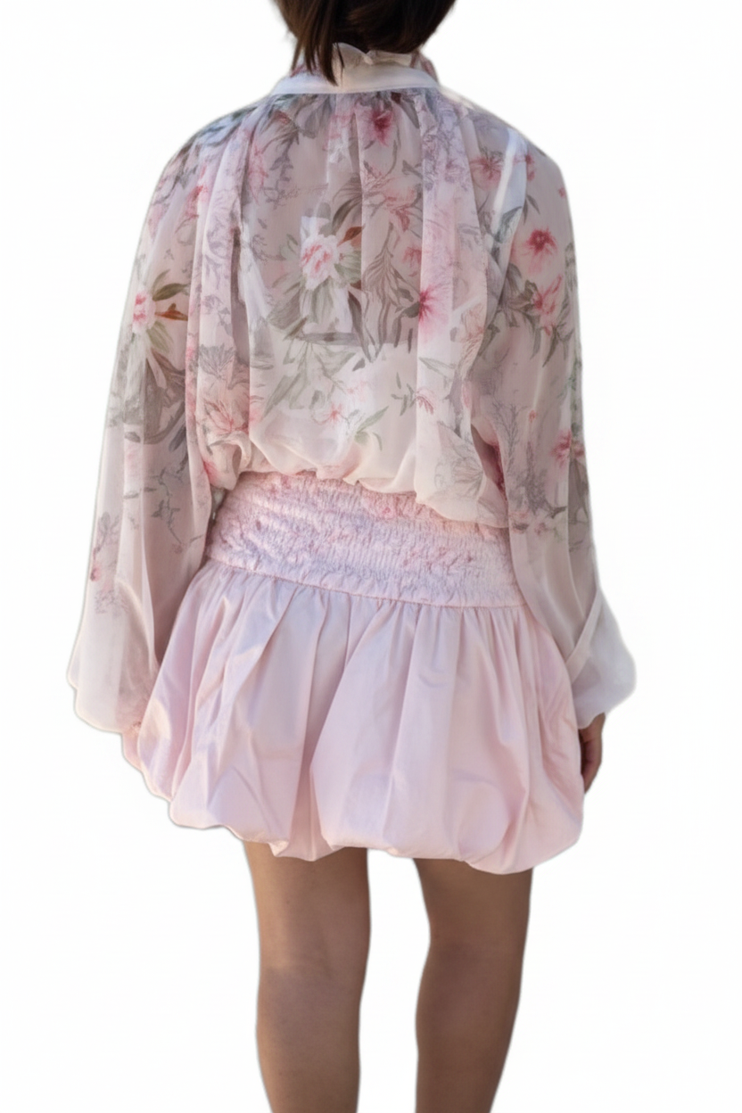 Blush Pink Lace Waist Bubble Skirt | Women's Trendy Fashion Skirt