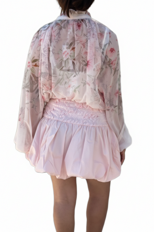 Blush Pink Lace Waist Bubble Skirt | Women's Trendy Fashion Skirt
