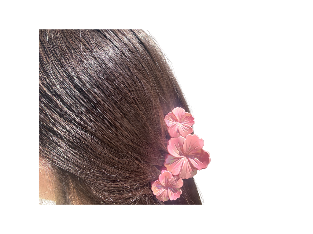 Flower Hair Claw Clip – Iridescent Floral Hair Clip, Pearl Finish Hair Claw, Korean Style Hair Accessory,