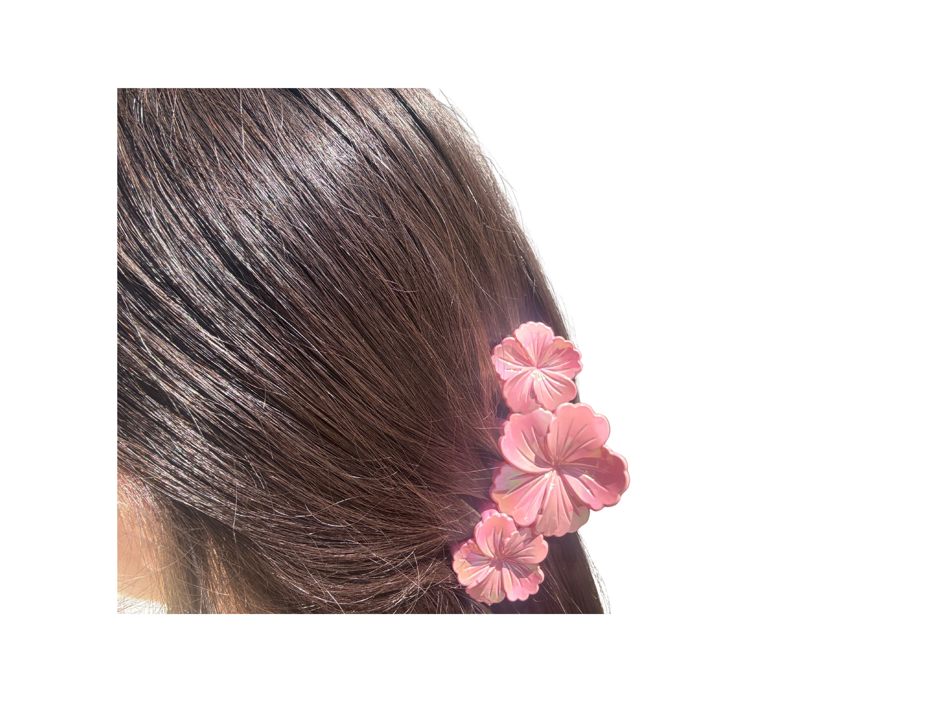 Flower Hair Claw Clip – Iridescent Floral Hair Clip, Pearl Finish Hair Claw, Korean Style Hair Accessory,