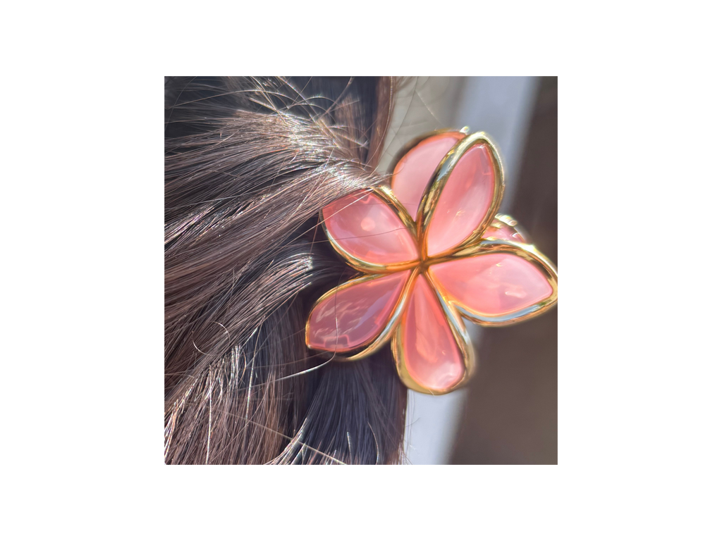 Pink Plumeria Hair Clip, Tropical Flower Hair Accessory, Floral Barrette, Hawaiian Hair Clip, Summer Hair Gift