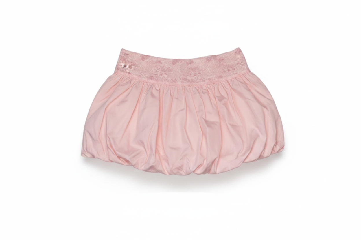 Blush Pink Lace Waist Bubble Skirt | Women's Trendy Fashion Skirt