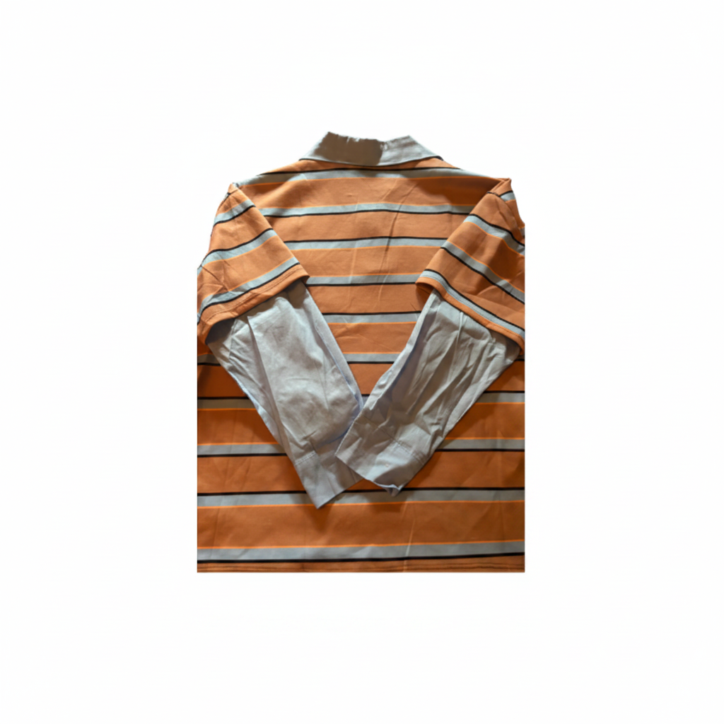 Women's Blue Striped Cold Shoulder Long Sleeve Polo Top
