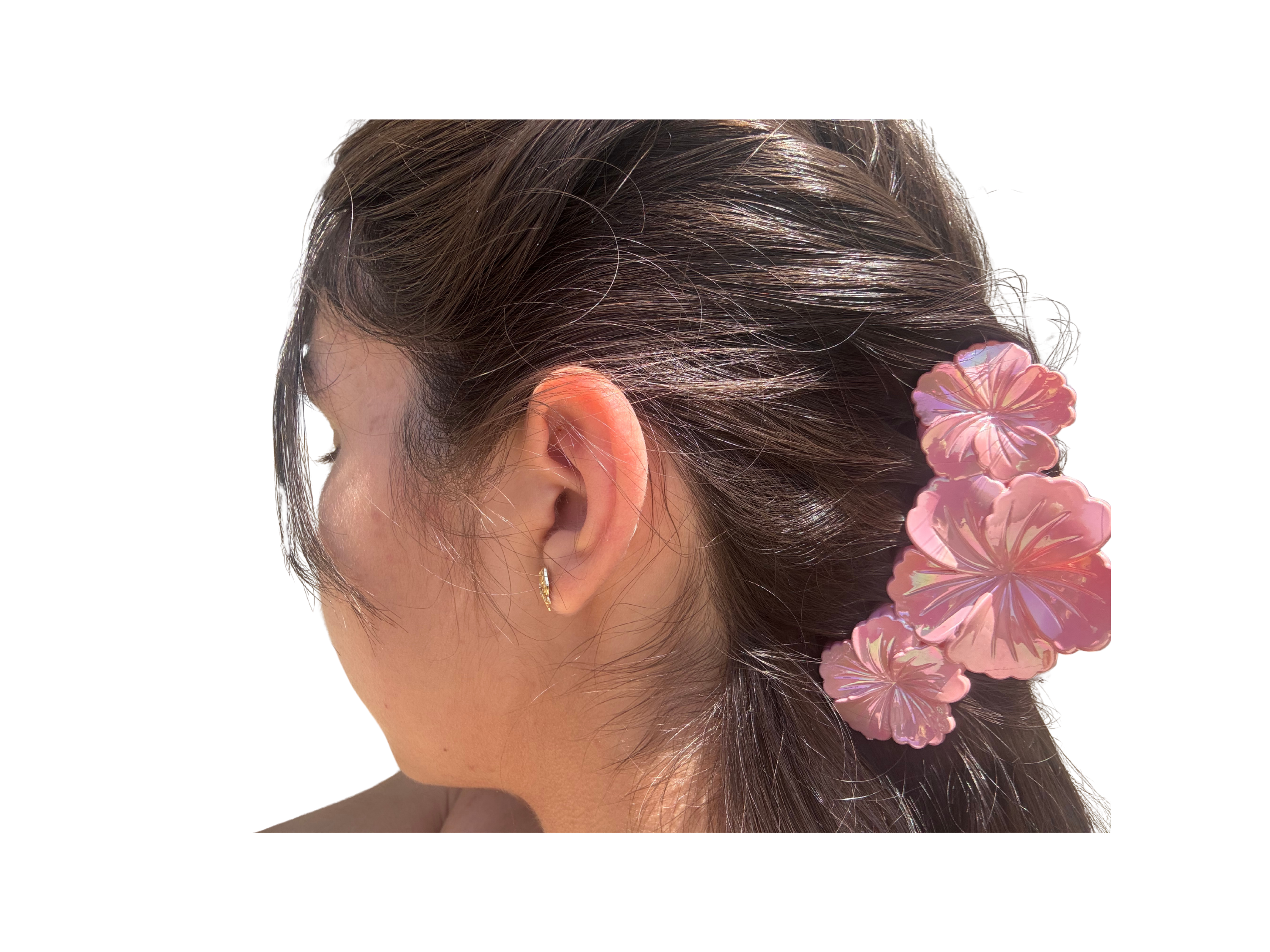 Flower Hair Claw Clip – Iridescent Floral Hair Clip, Pearl Finish Hair Claw, Korean Style Hair Accessory,