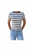 Women's Neutral Stripe Short Sleeve Tee | Casual Everyday Top