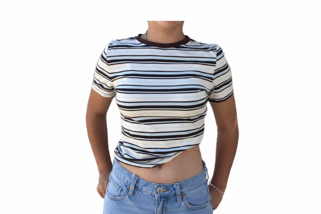 Women's Neutral Stripe Short Sleeve Tee | Casual Everyday Top