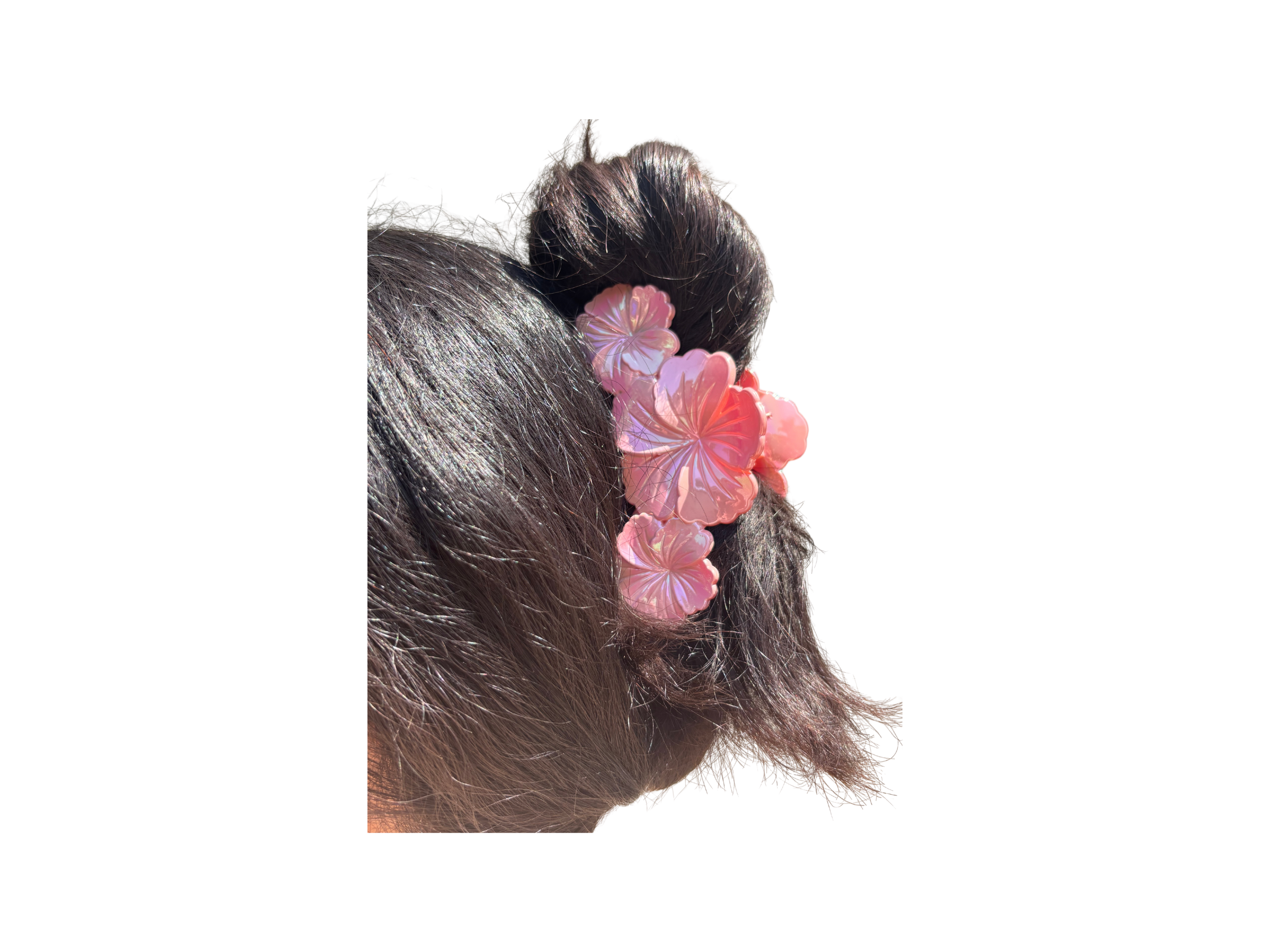 Flower Hair Claw Clip – Iridescent Floral Hair Clip, Pearl Finish Hair Claw, Korean Style Hair Accessory,
