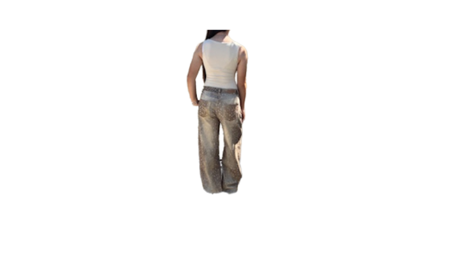 Women's Metallic Gold Wide Leg Jeans | Statement Fashion Pants bambi