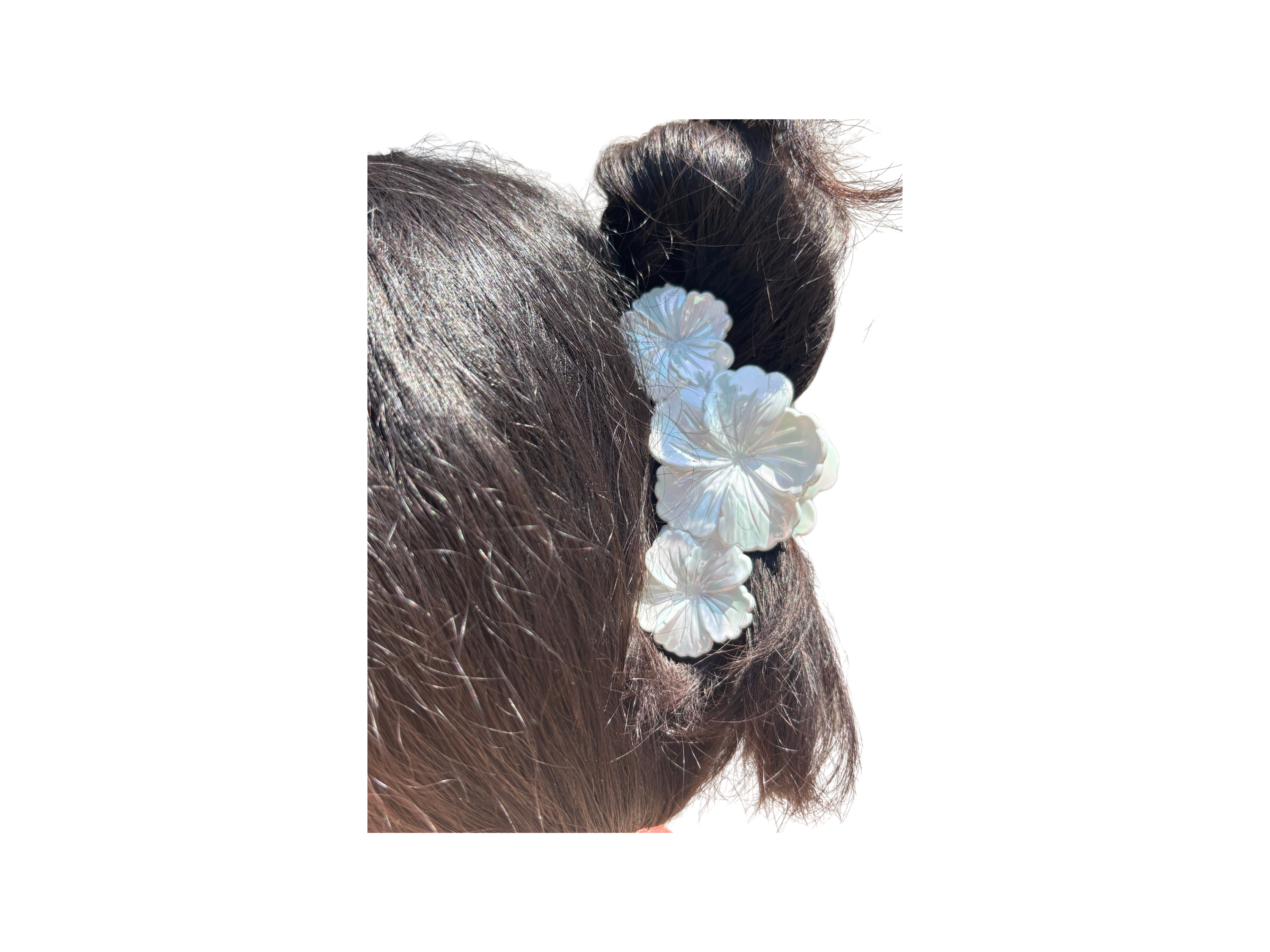 Flower Hair Claw Clip – Iridescent Floral Hair Clip, Pearl Finish Hair Claw, Korean Style Hair Accessory,