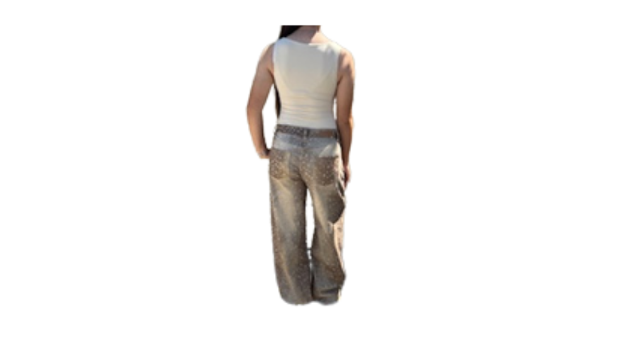 Women's Metallic Gold Wide Leg Jeans | Statement Fashion Pants bambi