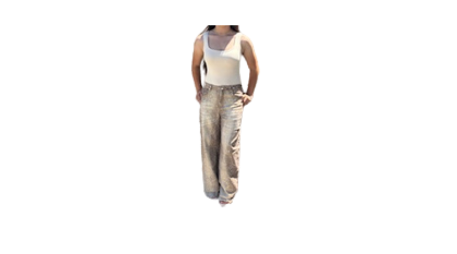 Women's Metallic Gold Wide Leg Jeans | Statement Fashion Pants bambi