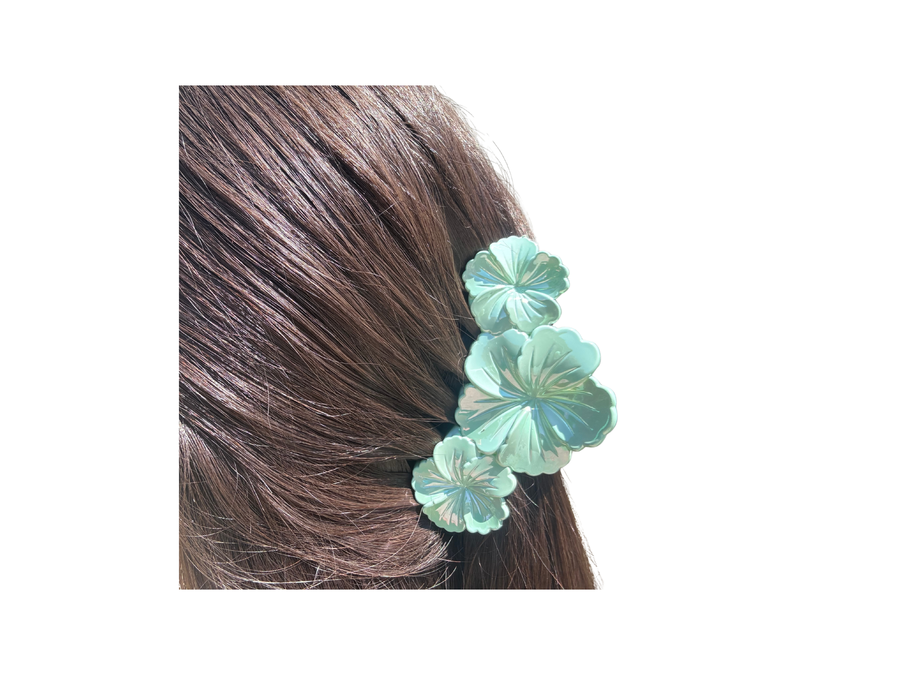 Flower Hair Claw Clip – Iridescent Floral Hair Clip, Pearl Finish Hair Claw, Korean Style Hair Accessory,