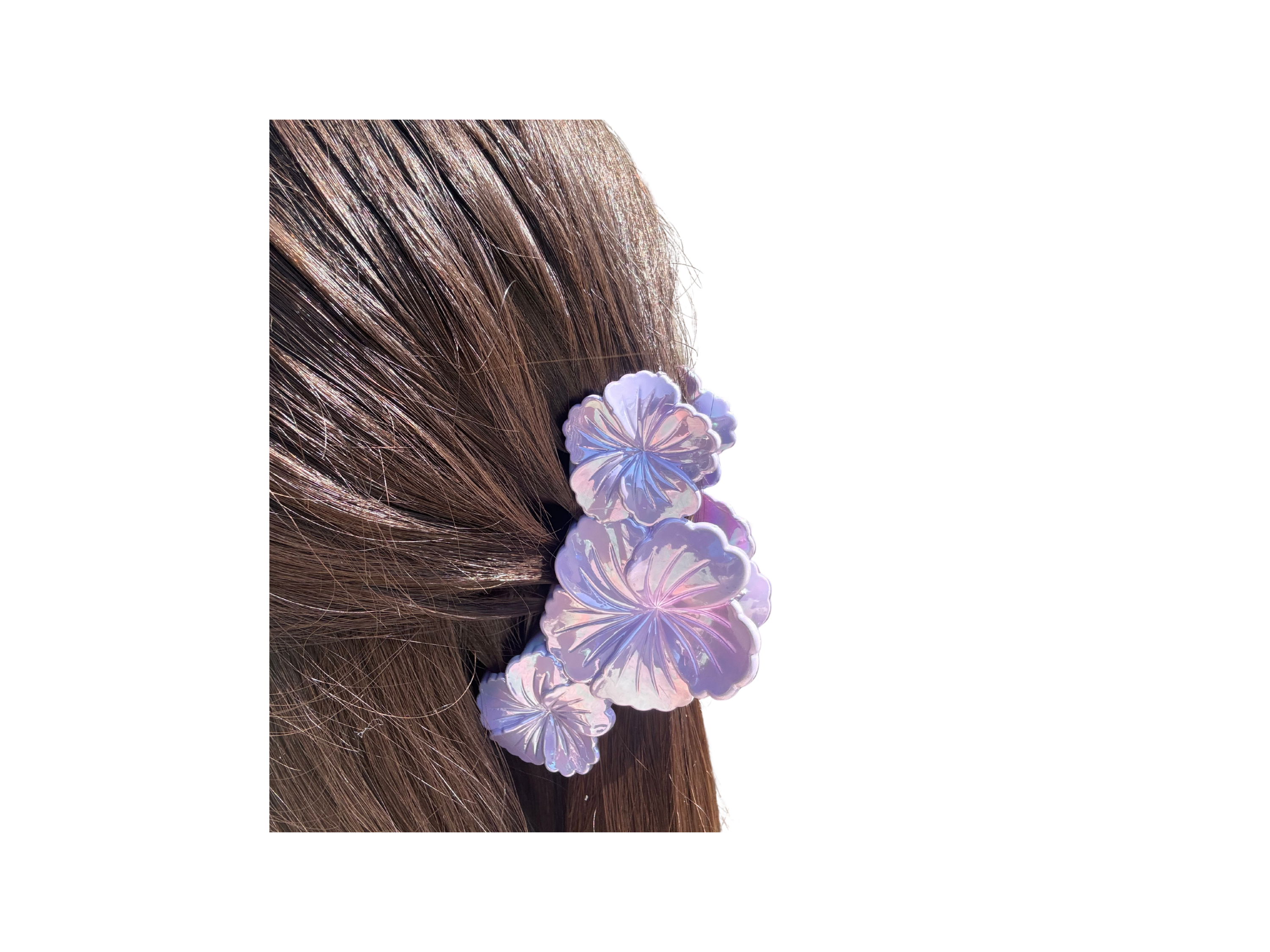 Flower Hair Claw Clip – Iridescent Floral Hair Clip, Pearl Finish Hair Claw, Korean Style Hair Accessory,