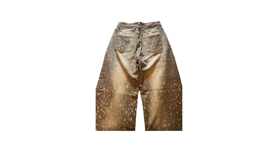 Women's Metallic Gold Wide Leg Jeans | Statement Fashion Pants bambi